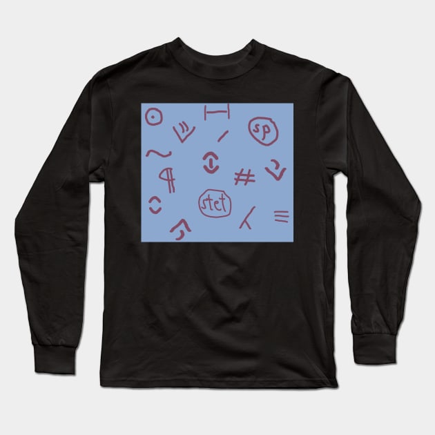 All-Over Editing Marks Long Sleeve T-Shirt by LochNestFarm